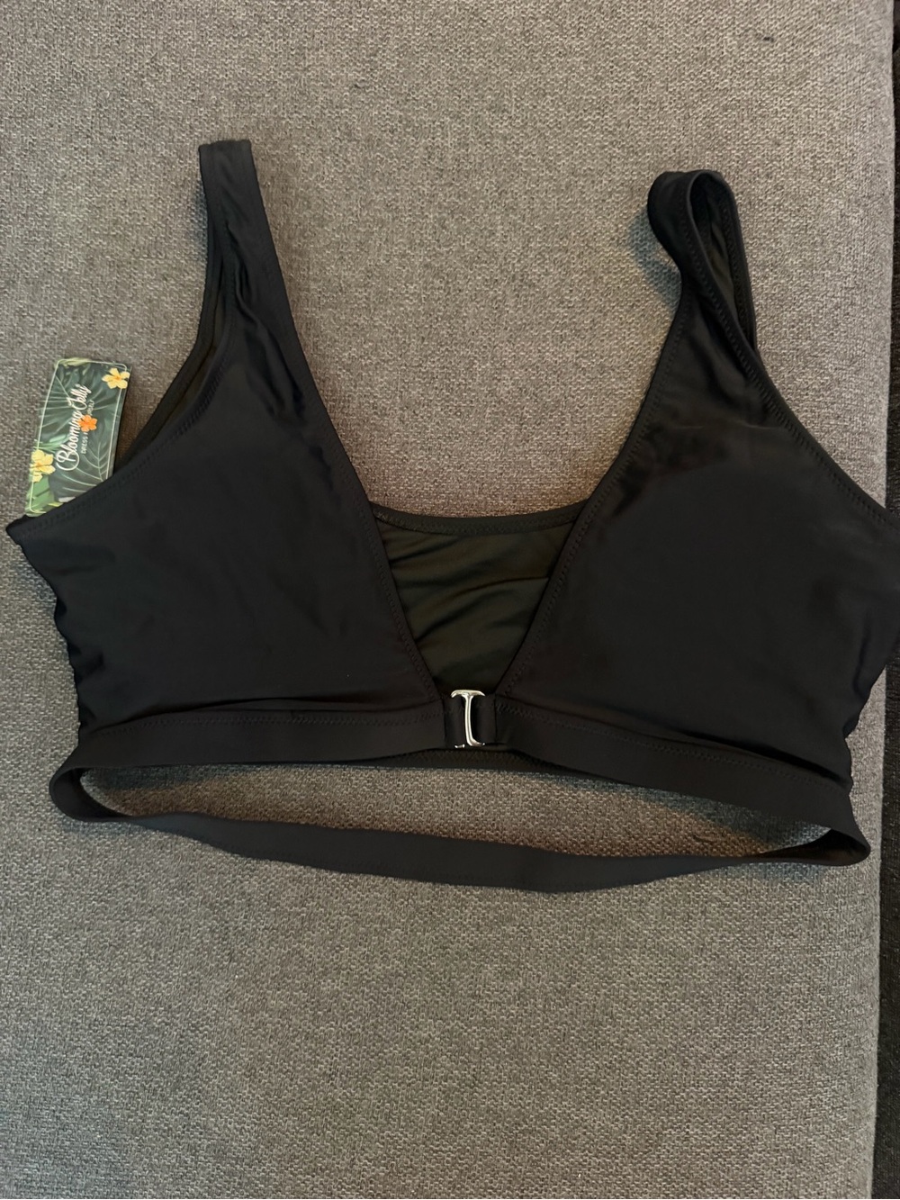 Women's Black Bralette Swim Top - blooming jelly